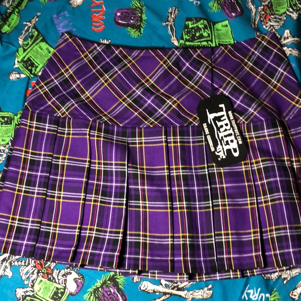 NWT Tripp Purple Plaid Pleated Skirt